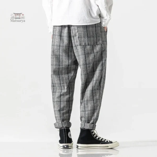 pantalon-japonais-sarouel-a-carreaux-1 Pantalon Sarouel à Carreaux Japonais