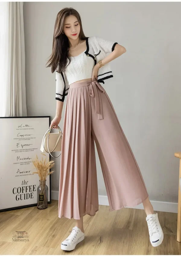 pantalon-japonais-style-jupe-plissee-1 Pantalon Japonais Jupe Plissée Femme