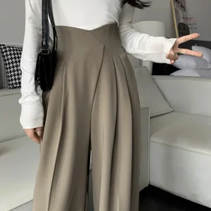 Pantalon taille haute, style japonais moderne