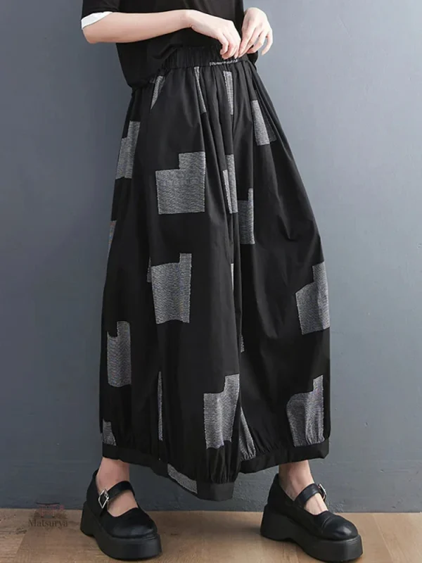 Pantalon Japonais Taille Haute Ample Femme