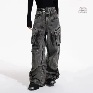 Jean cargo femme avec poches japonaises
