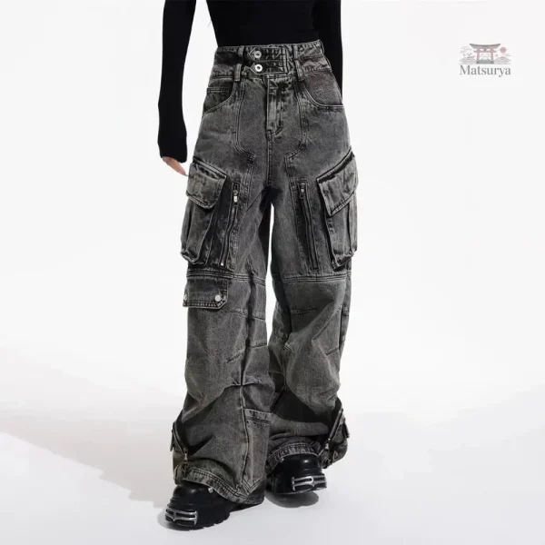 pantalon-jean-cargo-japonais-femme-a-poches-1 Jean cargo femme avec poches japonaises