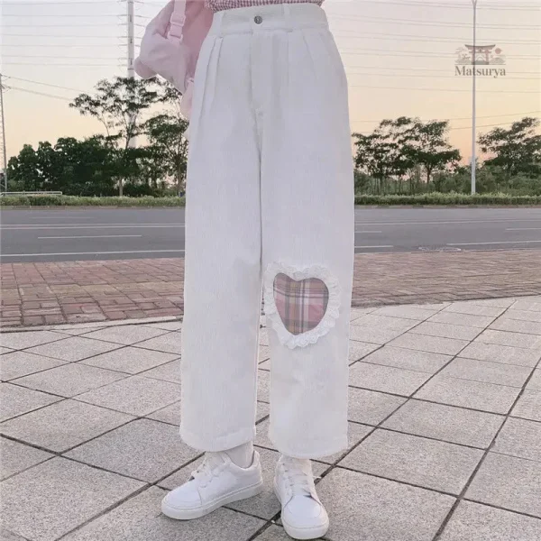 Pantalon japonais féminin, look Kawaii, coupe moderne