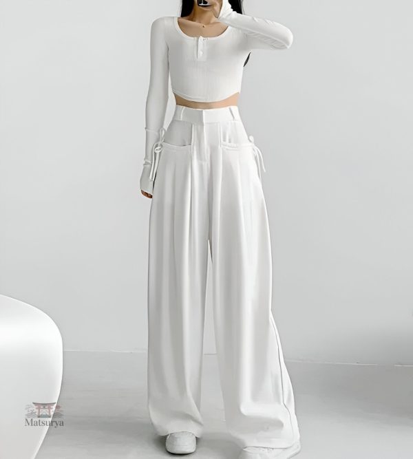 Pantalon japonais chic pour femme, style unique