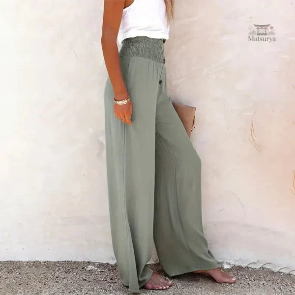 Pantalon féminin en coton, coupe japonaise élégante