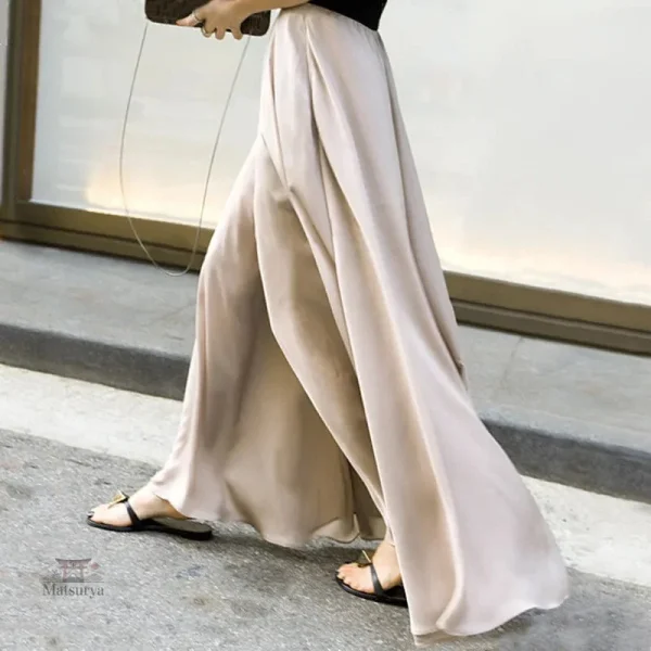 Pantalon satin léger pour femme, coupe moderne