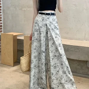 Pantalon japonais avec motif floral élégant
