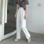 Pantalon femme, coupe haute, design japonais