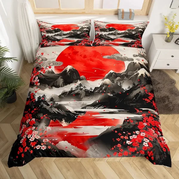 Parure de lit imprimée avec paysage japonais
