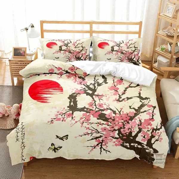 Parure de lit motifs japonais Sakura