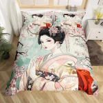 Parure de lit Geisha japonaise élégante et colorée