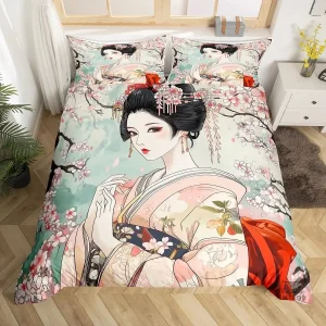 Parure de lit Geisha japonaise élégante et colorée