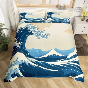 Parure de lit Grande Vague Kanagawa japonaise