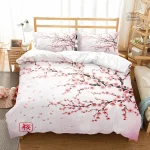 Parure de lit japonaise fleurs de sakura roses
