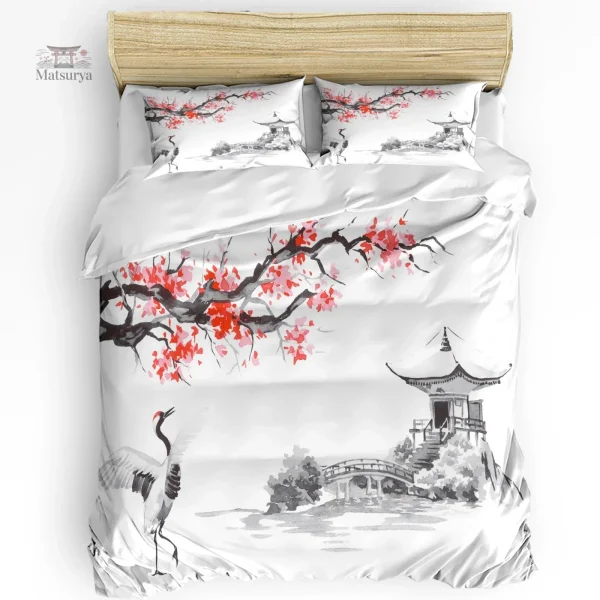 Parure de lit japonaise motifs épurés