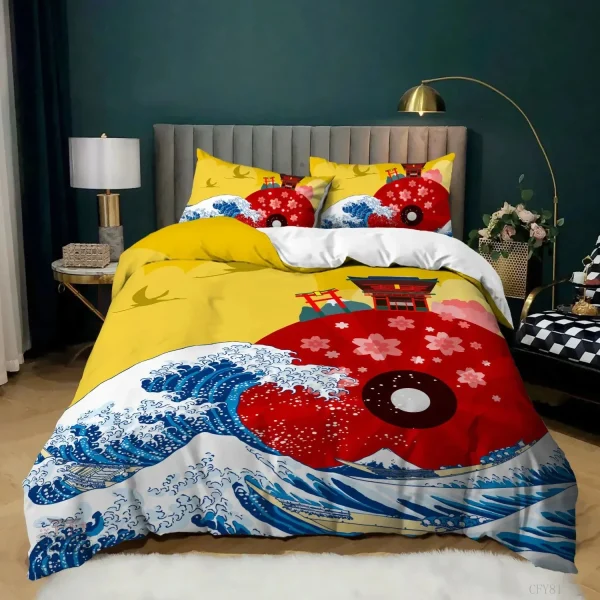 Parure de lit japonaise colorée au design moderne