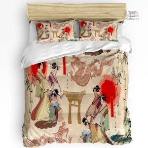 Parure de lit japonaise avec motif dragon