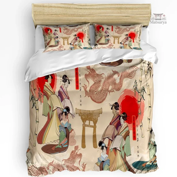 Parure de lit japonaise avec motif dragon