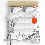 Parure de lit japonaises avec motifs de grues