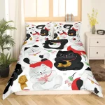 Parure de lit japonaise imprimée avec des motifs de chats
