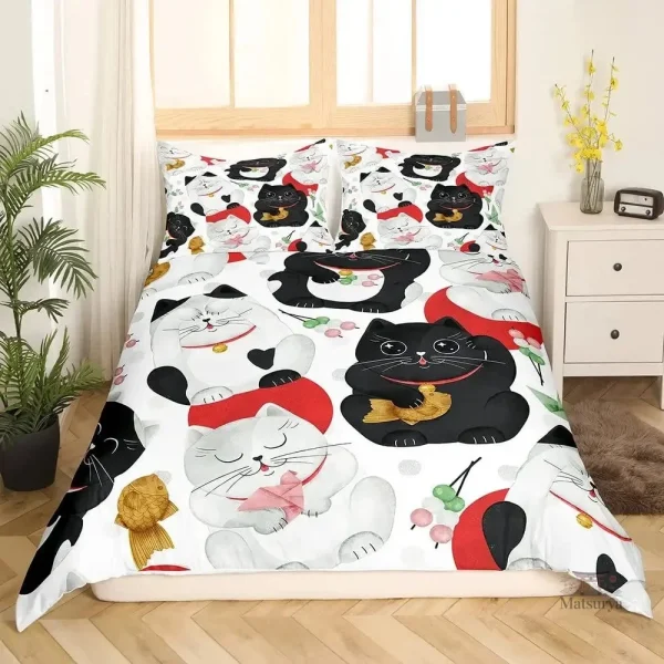parure-de-lit-japonaise-imprime-chats-1 Parure de lit japonaise imprimée avec des motifs de chats