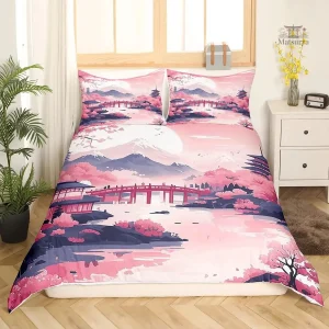 Parure de lit japonaise motif romantique