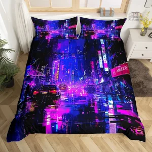 Parure de lit japonaise motif urbain