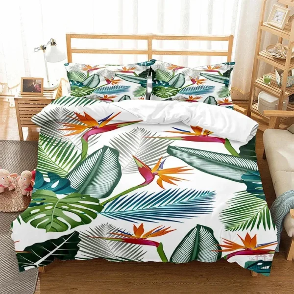 Parure de lit japonaise motifs tropicaux élégante
