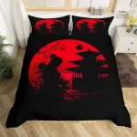 Parure de lit japonaise noire et rouge