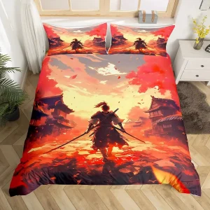 Parure de lit japonaise aux nuances orangées
