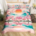 Parure de lit japonaise rose stylée