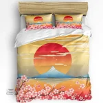 Parure de lit japonaise Mont Fuji et soleil