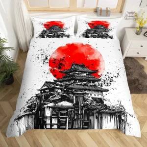 Parure de lit japonaise au design de temple
