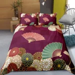 Parure de lit japonaise élégante en violet