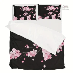 Housse de couette noire et rose avec motif tendance décoratif