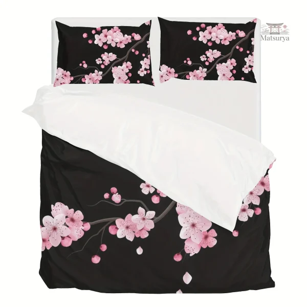 Housse de couette noire et rose avec motif tendance décoratif