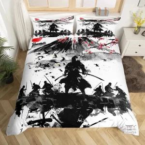 Parure de lit Samouraï en noir et blanc