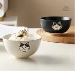 Bol de riz japonais avec motif de chat