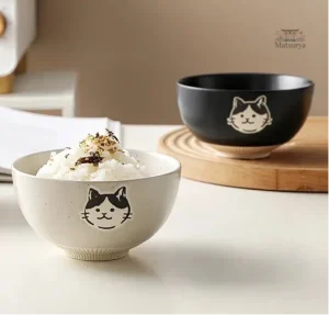 Bol de riz japonais avec motif de chat