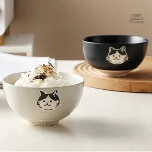 Bol de riz japonais avec motif de chat