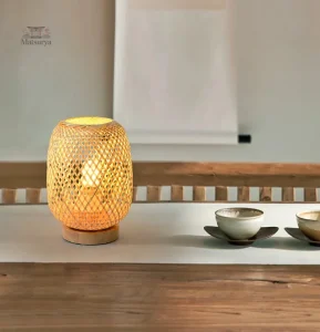 Éclairage japonais tissé, petite lampe pour intérieur élégant