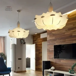 Éclairage plafond japonais en bois naturel