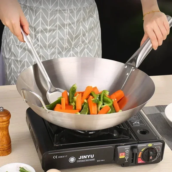 Poêle wok inox pour cuisine japonaise