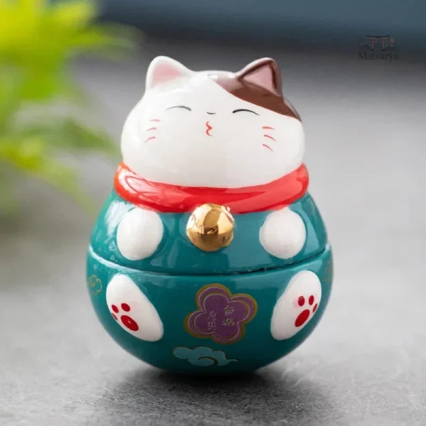 Figurine chat japonais en céramique, amulette de chance