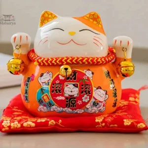 Porte bonheur Maneki Neko en céramique