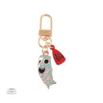 Porte-clef traditionnel Japonais en métal et breloques