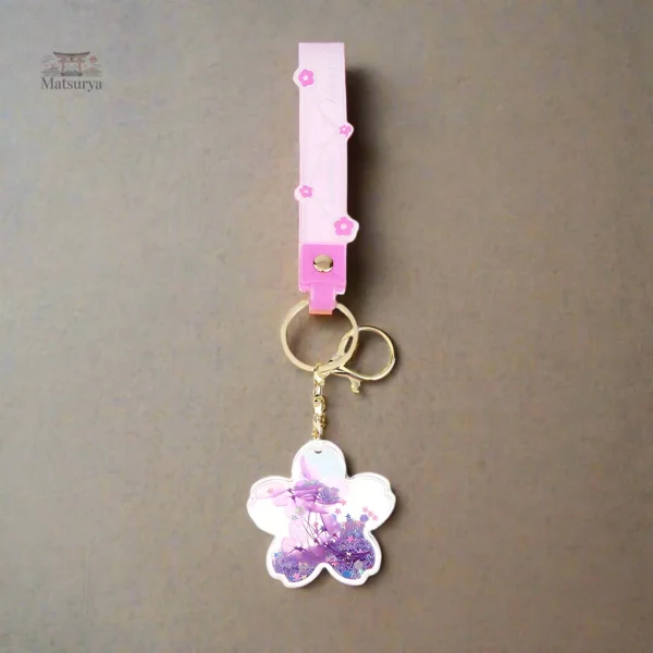 Porte-clef Sakura en acrylique, symbole de la culture japonaise