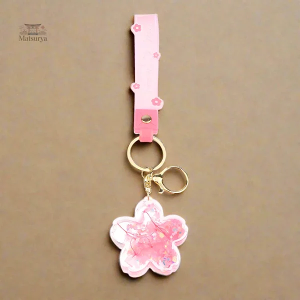 Accessoire porte-clés japonais, design Sakura en acrylique