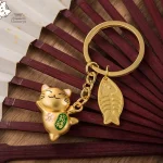 Porte-clef Japonais Chat Content en design traditionnel