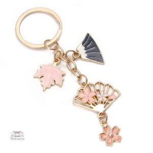 Porte-clef design japonais avec motif d'éventail élégant